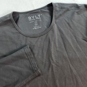 BYLT Drop Cut lux Long Sleeve Crew Neck Cotton‎ Blend shirt Mens XL Black